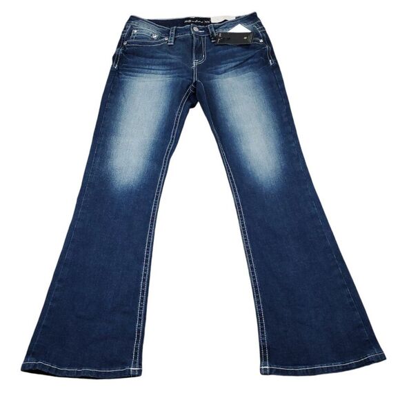 Stella in Dreams Mid Rise Boot Jeans Bootcut Sequin Bull Oxen Size 15 32 Blue - Picture 2 of 11